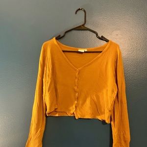 Buttoned Waffle-Knit Long Sleeve